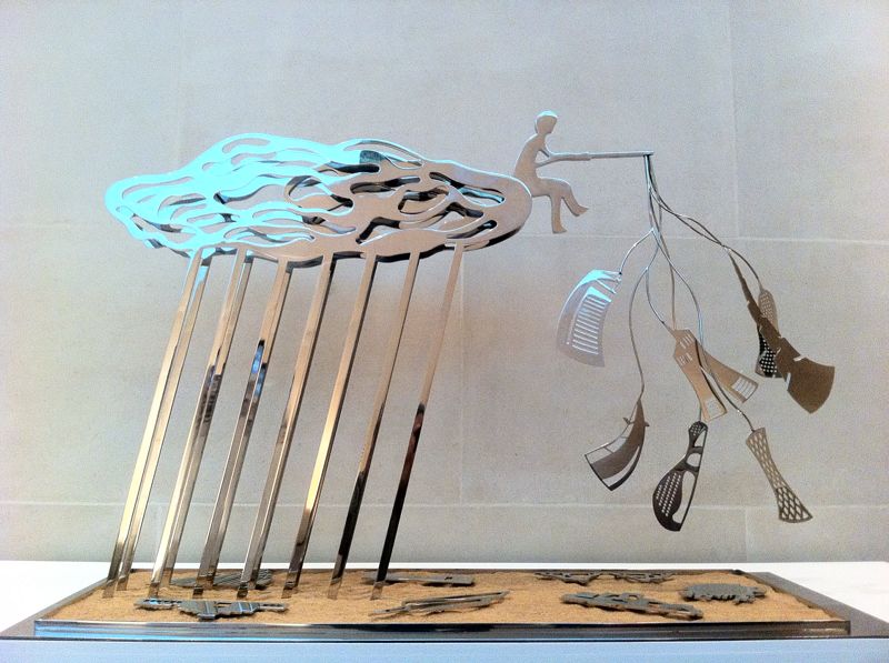 Nadim Karam 'The Cloud Th Fisherma and the Mutating Cities' Stainless Steel and Stand. 2012.