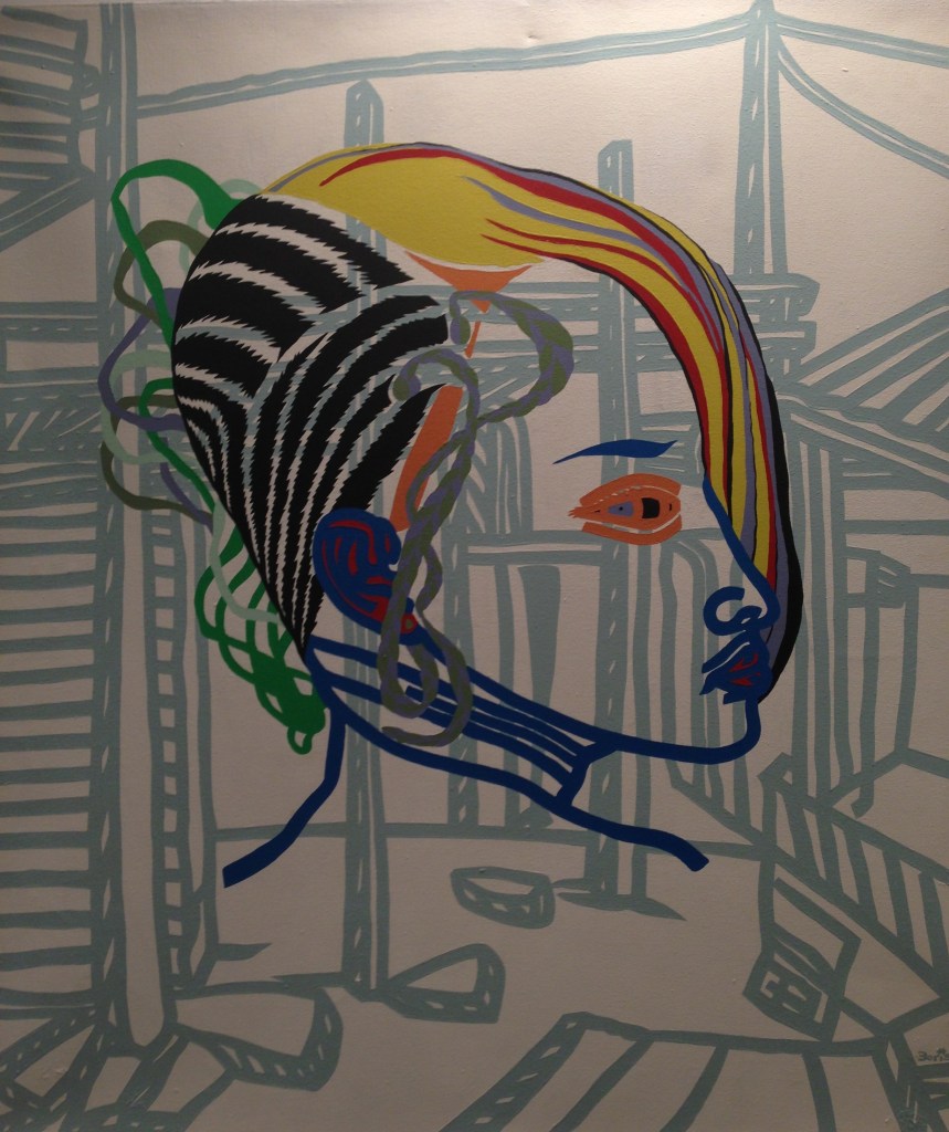 (Marker '13) artwork by Boris Nzebo, Acrylic on canvas. Courtesy: Doual'art and the artist.