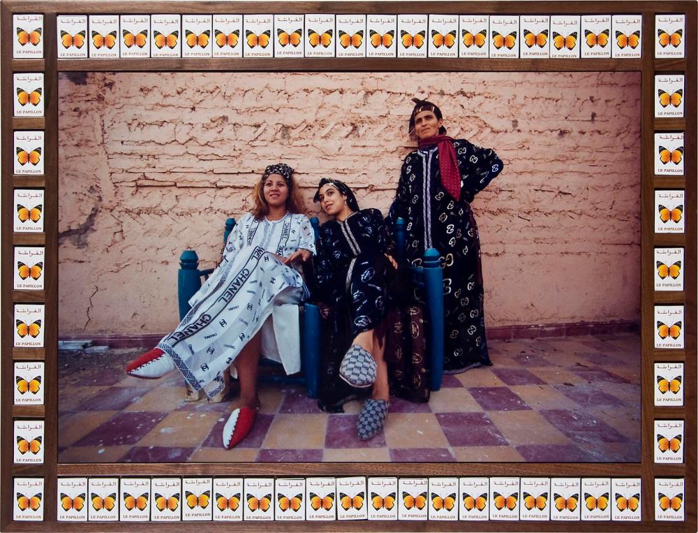 Lot 39: Hassan Hajjaj, 'Akira Posse', 2000, C-Print, Walnut Frame and Found Objects, 66 x 86.5 cm. Courtesy: Ayyam Gallery