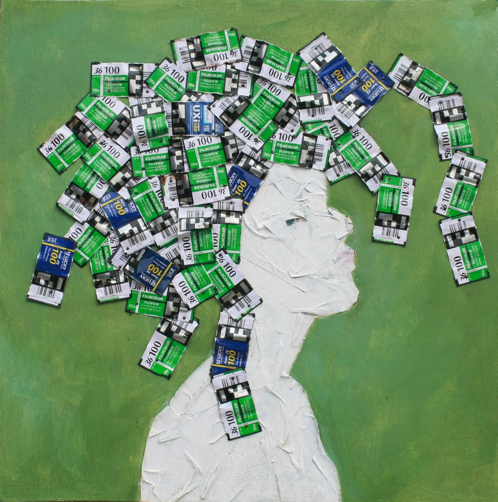 (Marker'13) Taiye Idahor '"Head" Series (No. 6)' Medium : Newspaper, film cartridge and acrylic paint on wood. Courtesy : Artist.