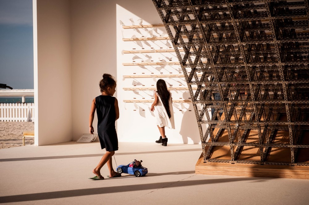Sculpture on the Beach. works by Chris Burden and Vibha-ga. Art Dubai 2013.