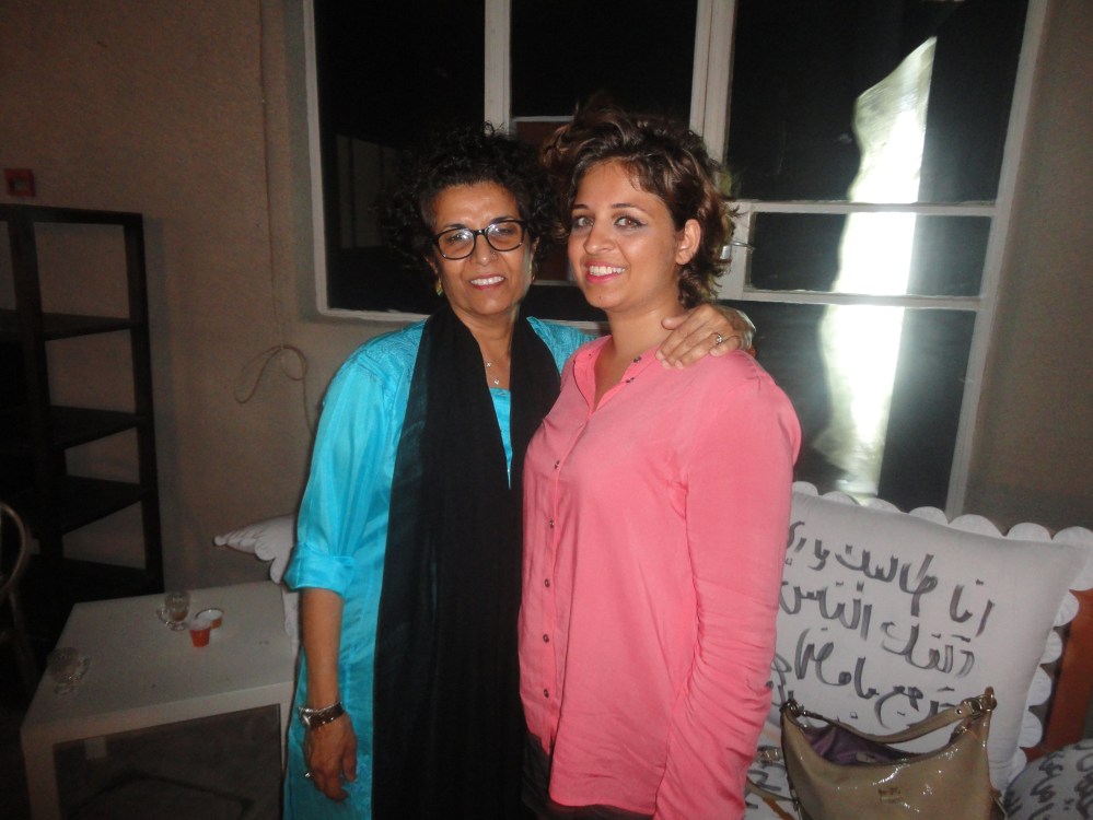 with artist Fatma Lootah at SIKKA, writings on sofas were also by Lootah! 