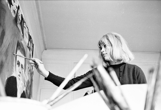 Pauline Boty painting Derek Marlowe with Unknown Ladies © Michael Seymour