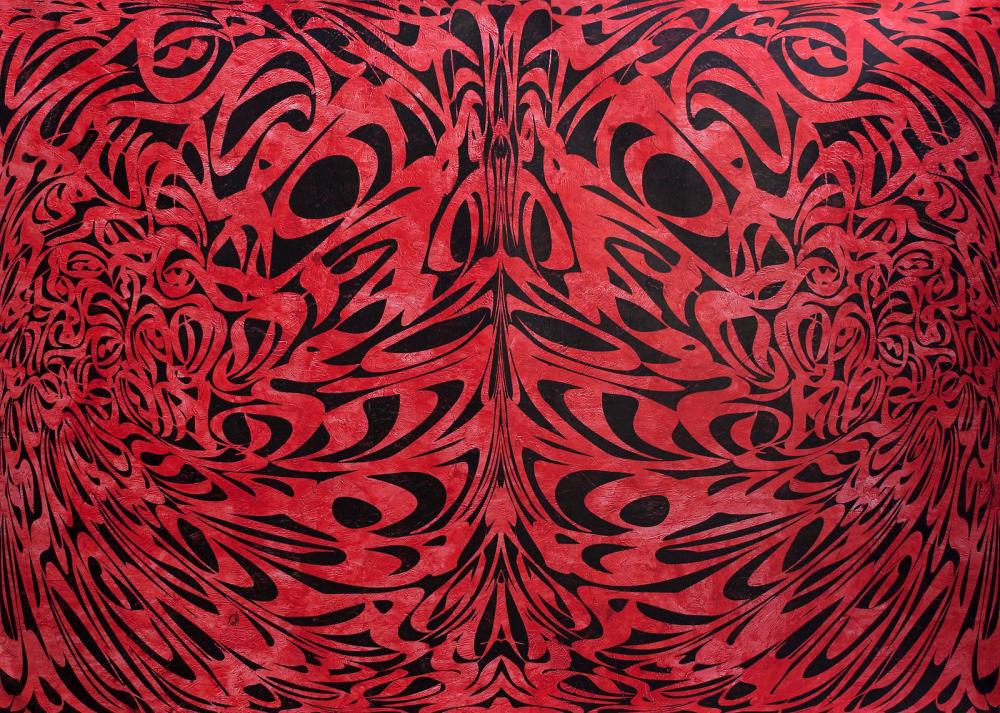 Mohammad Bozorgi 'Eagerness' 2013, Mixed media on canvas, 150 x 210 cm. Courtesy: Ayyam Gallery