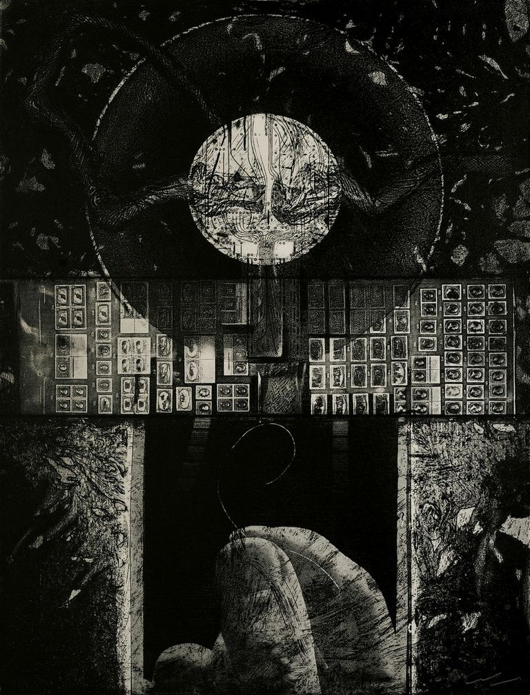 Printmaking by Mohammed Omar Khalil. Courtesy to Albareh Art Gallery