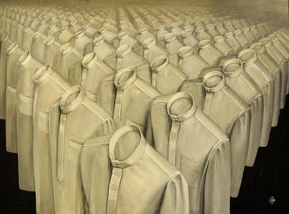 Saad Bin Mohammed 'Headless Lining' Oil on canvas, 200cm X 150cm. Courtesy to Artist