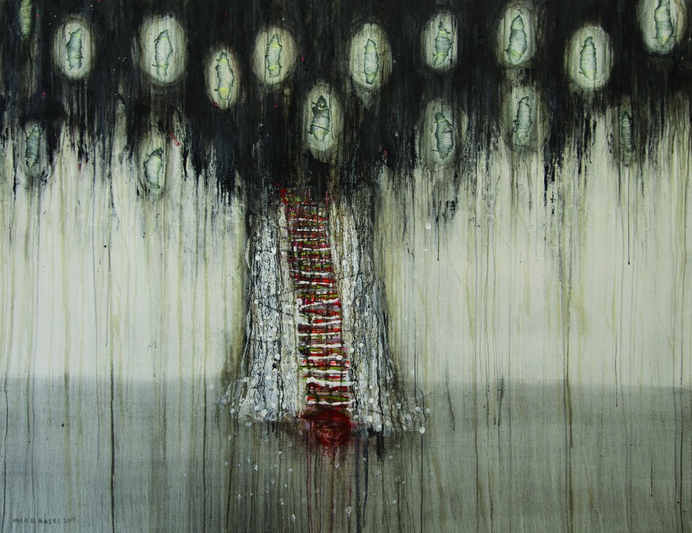 Walid El Masri 'Cocoon' 2014. Mixed mixed on canvas. 155 x 200 cm. Courtesy: Ayyam Gallery
