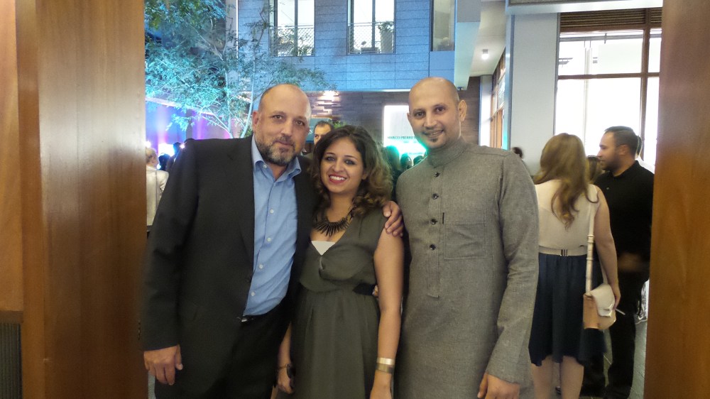 Founder of Ayyam Gallery Khaled Samawi, Al Mahha Art Founder Mashaael Basheer and Saudi artist Rashed Alshashai