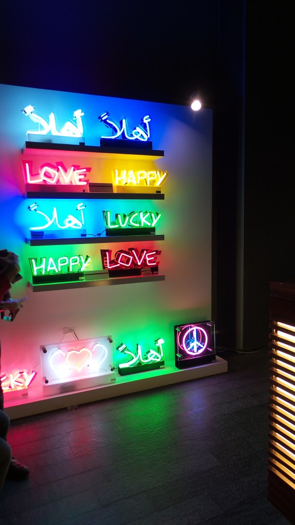Neon fun! DIFC Art Night 2014. Courtesy Al Mahha Art