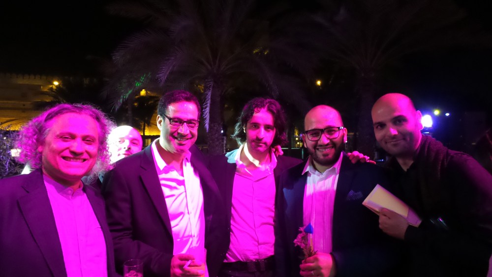 Artist Mohamed Abouelnaga, Mark Hachem, Steve Sabella, Abed Al Kadiri and Samer Yamani at Art Dubai Patron Preview. Courtesy to Al Mahha Art