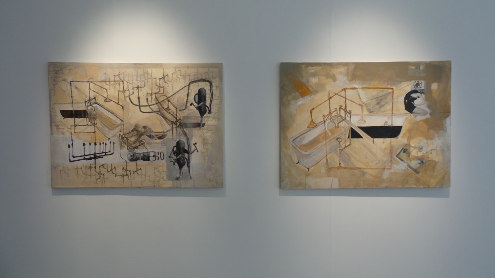 Artworks by Alina Amer, mixed media on canvas, 89x100 cm, 2014