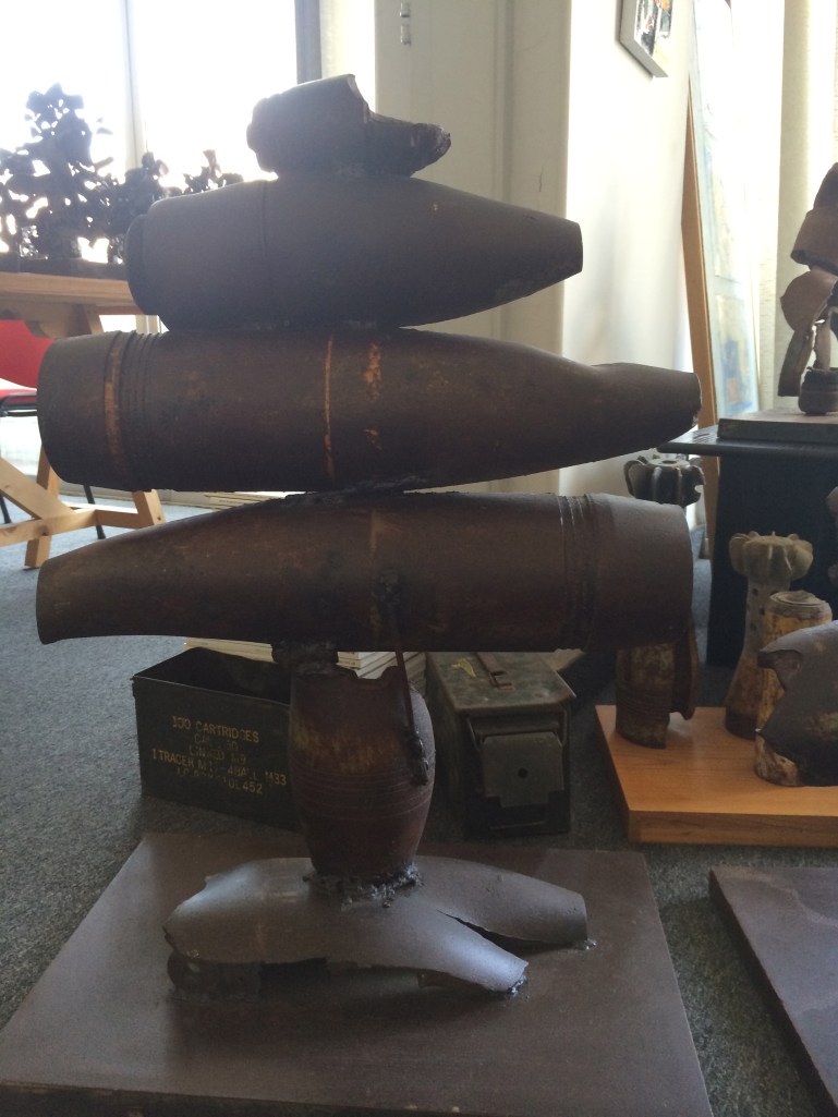 Cedar tree made of  rockets collected in Lebanese Civil War