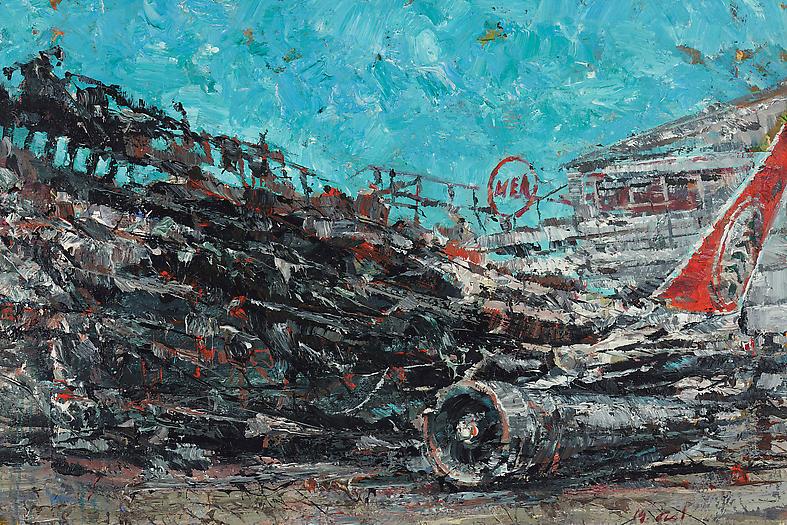 Ayman Baalbaki,The Middle East, 2014, Acrylic on Canvas, 31.5h x 47.2w in / 80h x 120w cm.  Courtesy to Taymour Grahne Gallery. 