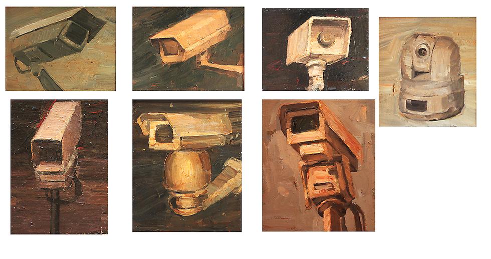 Tagreed Darghouth, Big Brother, 2013, Acrylic on Canvas, 30h x 40w cm each. Courtesy to Taymour Garhne Gallery. 