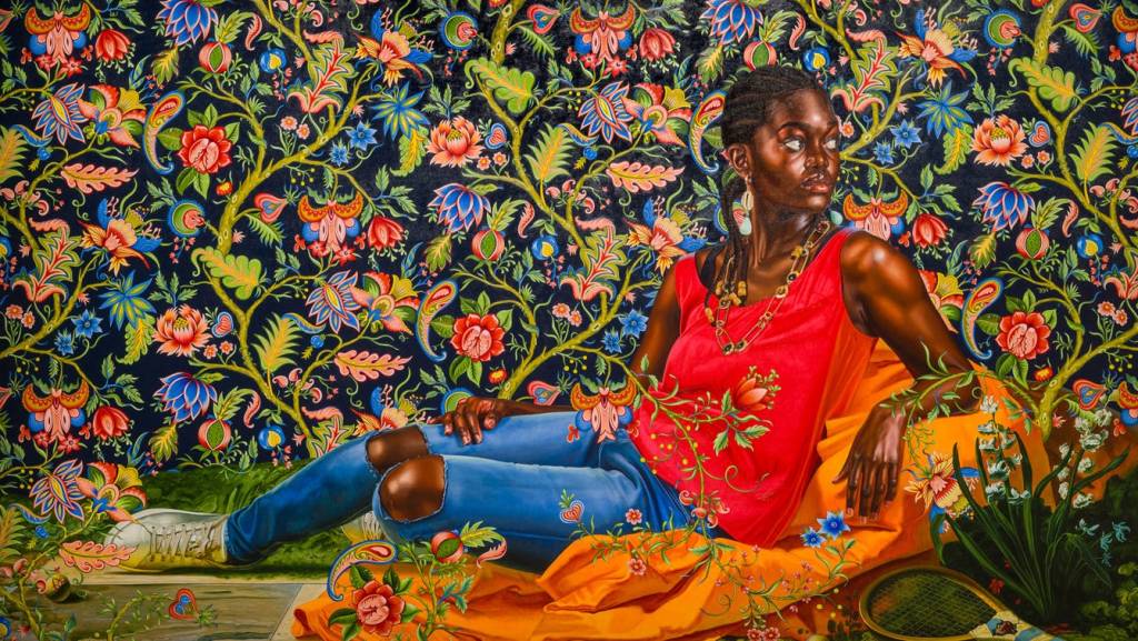 Kehinde Wiley (American, born 1977). The Death of Hyacinth (Ndey Buri Mboup) (detail), 2022. Oil on canvas, 237.7 x 366.2 cm. © Kehinde Wiley. Courtesy of Galerie Templon, Paris. Photo: Ugo Carmeni.